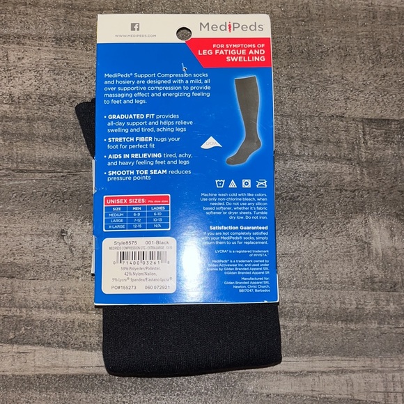 NWT Men’s Medipeds 2 Pair Black Compression Socks (Extra Large) - Picture 4 of 5